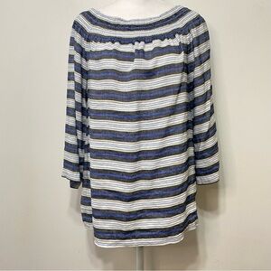 J. Jill Striped Linen Blend Off The Shoulder Blouse